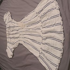 NWT White w/Navy Stripe Off-Shoulder Dress (Juniors Size Small)